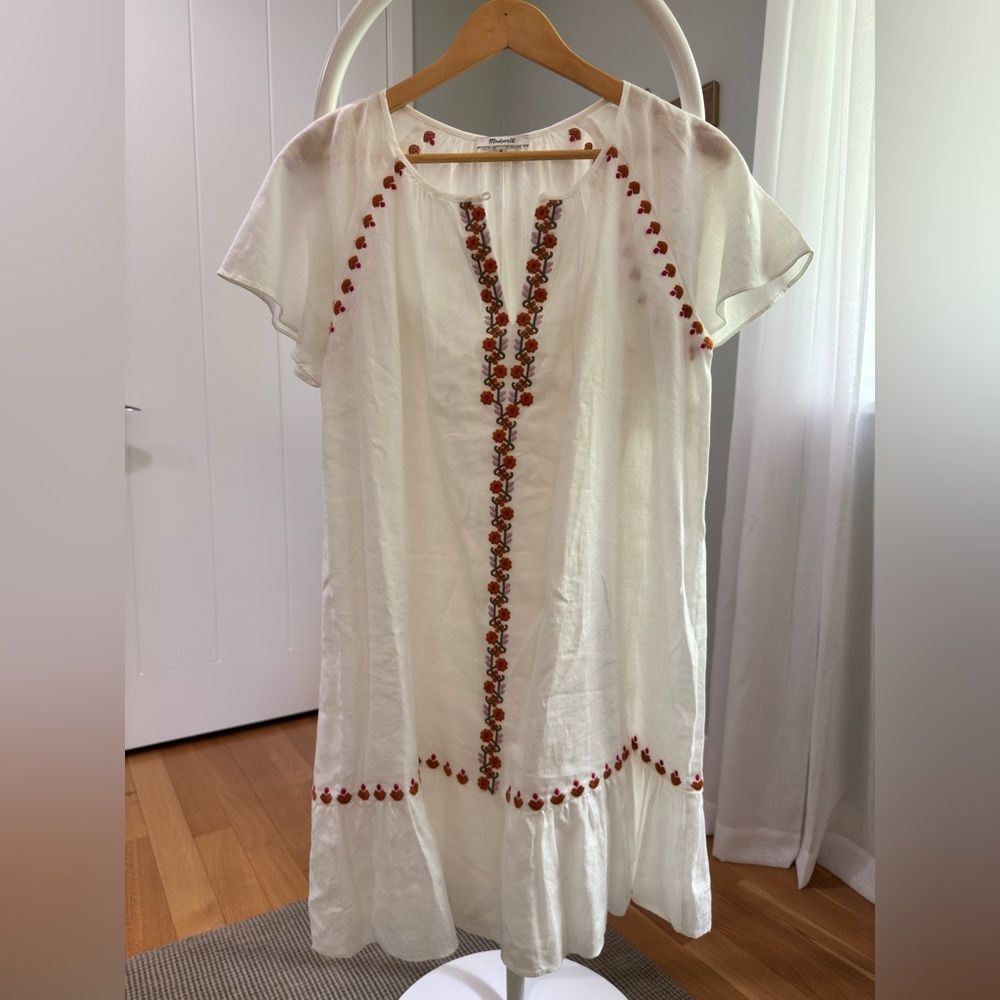 Madewell White Flutter Sleeve Mini Dress